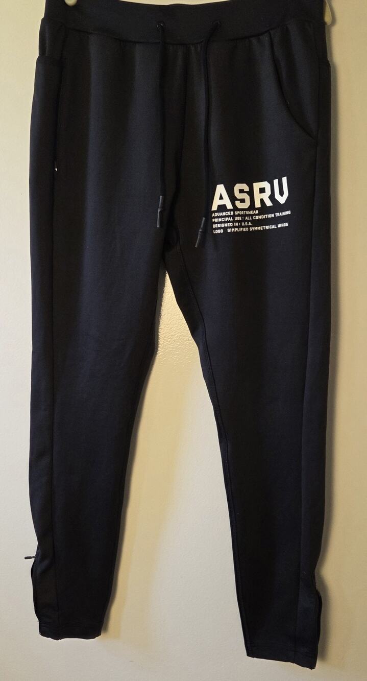 Asrv Tetra-lite Dsg-0477 Joggers Mens Black Size M Track Gym Athletic Athleisure